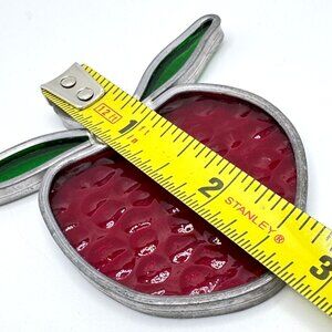 Mid-Century Modern Stained Dimpled Glass Strawberry Suncatcher Ornament Vtg